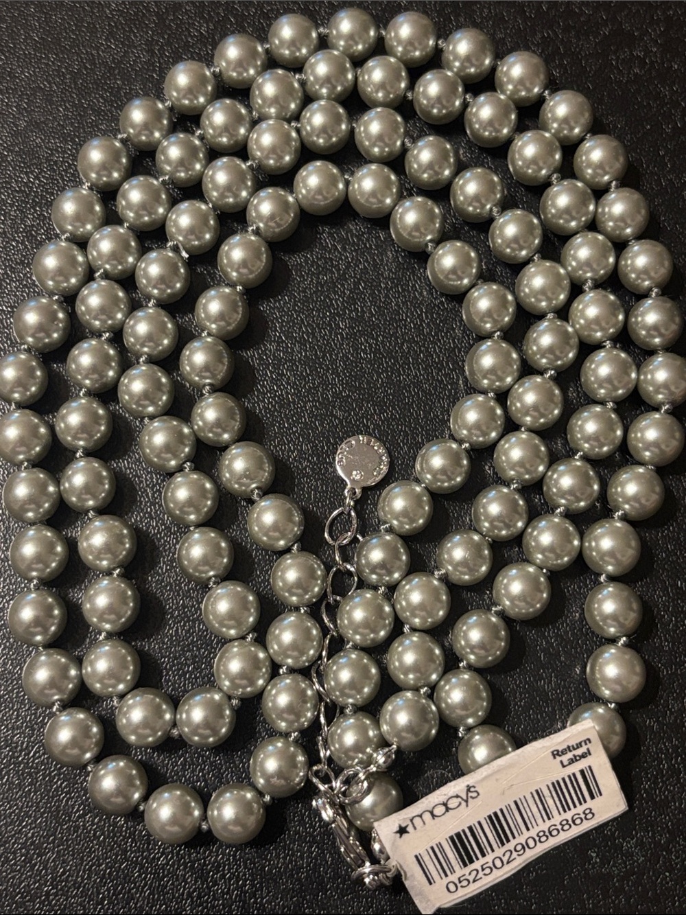 Gray Pearls 8mm Long Strand 42 inch Faux Pearl Necklace